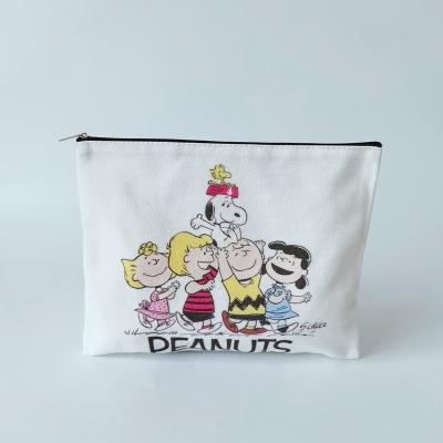 China Natural Custom Logo Canvas Makeup Bag Plain Cotton Canvas Zipper Pouch For Cosmetics for sale