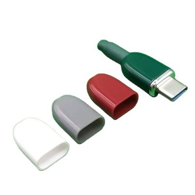 China new style plastic round usb hole data port case/new style pebble data cable shell smooth and translucent rubber plastic plug for sale