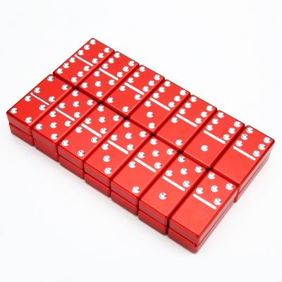 China Eco-friendly Manufacturer Custom Non-Toxic Original 28 Pcs Colored Domino Aluminum Set With Leather Box for sale