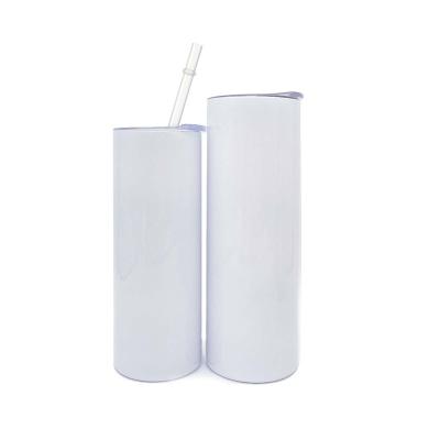 China Wholesale 20oz /600ML Viable Sublimation Blanks Straight Tumbler Stainless Steel Insulated Sublimation Tumbler With Plastic Straw for sale