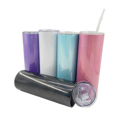 China US Warehouse Wholesale Disposable Blank Cups 20oz Blank Stainless Steel Rhinestone Glitter Sublimation Straight Tumbler With Lid And Straw for sale