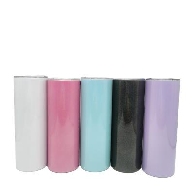 China Viable Wholesale US Warehouse Stocked Stainless Steel 20oz Glitter Shimmer Sublimation Masks Slim Tumbler With Lid And Straw for sale