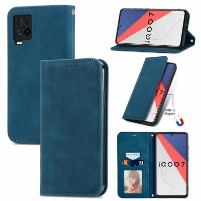 China Anti-Fall Skin Feeling Flip PU Card Holder Wallet Leather Phone Case For Vivo iQOO 7 NEO3 Z3 NEO5 S7 S10 V20 for sale