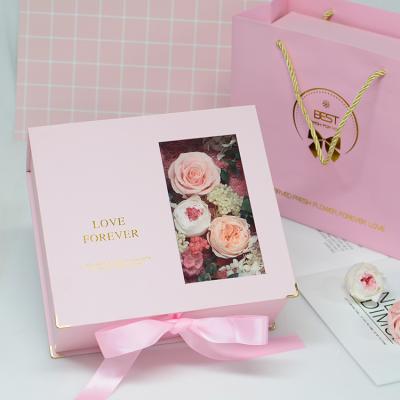 China Fashional New Design Perfect Preserved Roses Flower Gift Box Rose For Valentine's Day Gift Jewelry Box for sale