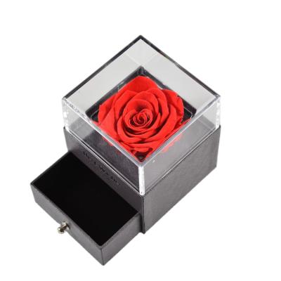 China Wholesale Touch Real Nature Decorative Flowers Preserved Rose Box Flower Jewelry Boxes Roses For Gift for sale