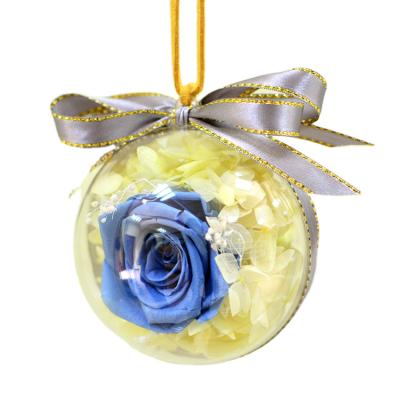 China Beautiful eco-friendly car wholesale pendant ornament preserved flowers decoretive gift box ball rose for sale