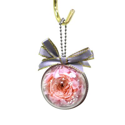 China Eco-friendly Wholesale Best Small Gift Preserved Flowers Rose Ornament Pendant For Home Car Decoration for sale