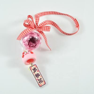 China Lovely Eco-friendly Cute Preserved Flower Rose Key Chain Acrylic Ball 5 Cm Flower Gift for sale