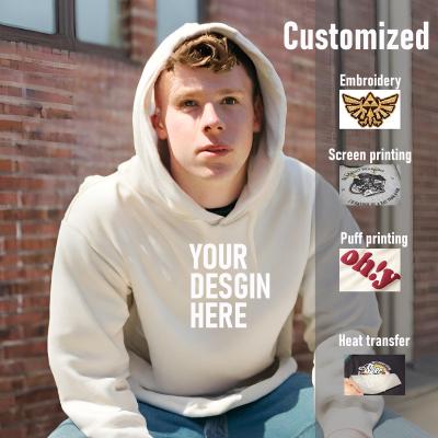 China Anti-pilling Wholesale 300gsm Unisex 100% Cotton Hoodie Pullover High Quality Mens Blank Oversized Fleece Hoodie for sale