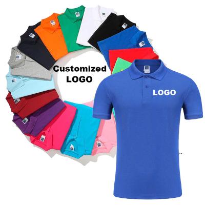 China Anti-Shrink Sales promotion Custom logo solid color plain blank pique polyester embroidery Washed t shirt cotton t-shirts men's polo shirts for sale