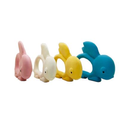 China Gift Pink Bunnies Natural Rubber Rabbit Non-Toxic Newborn Teether Teether With Color Box for sale