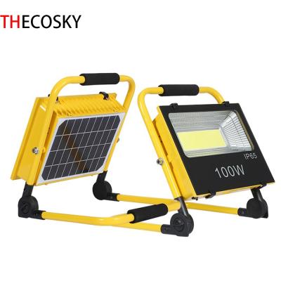 China 100W Solar Workstation Solar Rechargeable Led Flood Light for sale