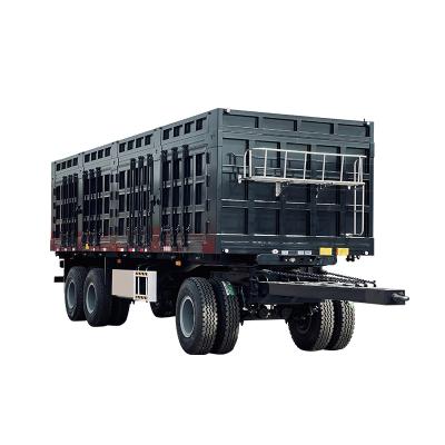 China 30T Wall Dolly Drawbar Full Trailer China Low Price Tri Axle Trailer Small Full Truck Trailer 20 Side Drop Bar Flatbed Trailer for sale