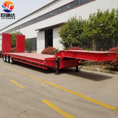 China Heavy duty gooseneck excavator brand 3Axle 50t 60tons lowbed low bed trailer transport JT low transport construction machinery for sale for sale