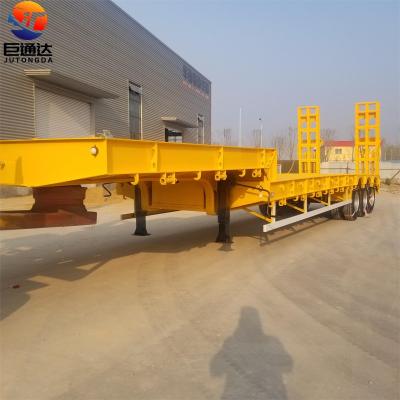 China Transport Construction Machinery Goods 3 Axles Heavy Duty Lowbed Semi Trailer Gooseneck Detachable Lowbed Semi Trailer With Lifting for sale