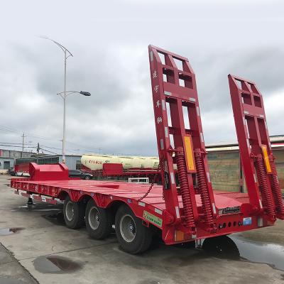 China Transport Construction Machinery 3 Axle 4 Axle 12 Wheeler Container Chassis Loader Lowbed Truck Low Bed Trailer Low Platform Semi Trailer for sale