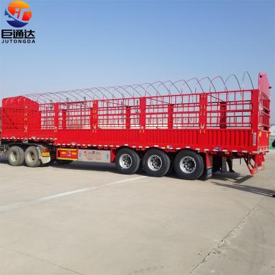 China Truck Trailer Factory Brand New 2023 Years JT Type Steel Fence Semi Traile Cattle Stake Chassis Strong Transport Barrier Trucks Trailers Cargo for sale