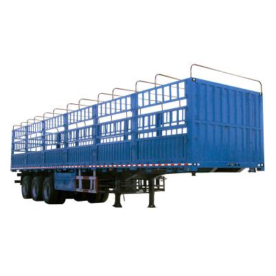 China Cheap Warehouse Tractor Semi Side Barrier Trailer Truck Trailer For Sale Square Animal Transport Barrier Semi Trailer for sale