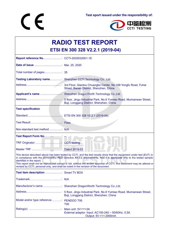 CE - Shenzhen Dragonworth Technology Co.,ltd.