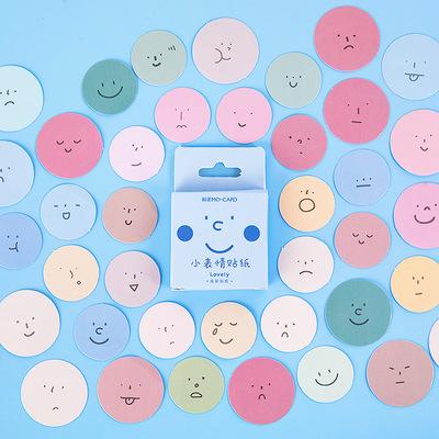 China Gift Box Stickers 45pcs Kawaii Smile Sticker Box Waterproof Round Laptop Sticker For Girl Gift Decorative for sale