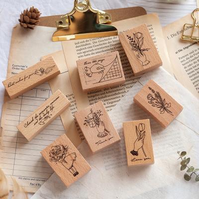 China Eco - Friendly Stamps Toys Fashion Wood To Handle Rubber Material Custom Wooden Stamps for sale