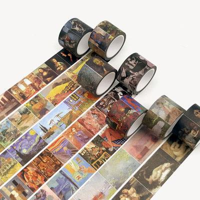 China World Famous Retro Van Gogh Landscape Character Washi Tape Waterproof Vintage Paper Roll Tape Painting For Children for sale