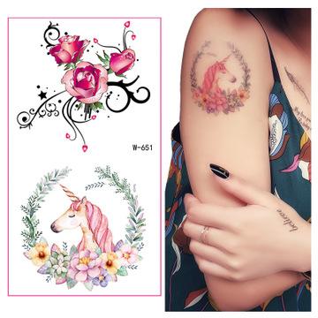 China 3D Flower Animal Friendly Unicorn Temporary Skin Sticker Tattoos Kids Temporary Tattoo Sticker Custom for sale