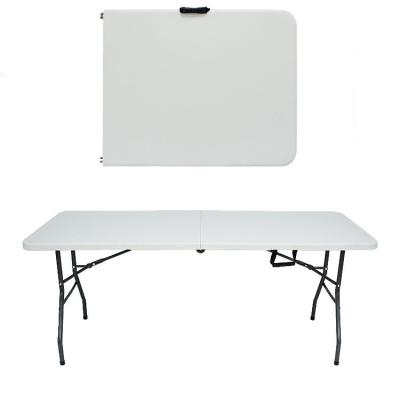 China Durable Material Hot Sales Price Cheap 6ft Portable Outdoor HDPE Plastic Picnic Folding In Half Tables for sale