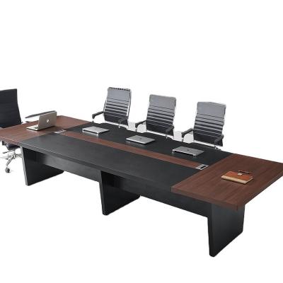 China Large Wooden Meeting Table USA CARB Standard P2 3200mm 12 Feet Factory Selling Large Meeting Room Walnut Wood Multi Person Conference Table for sale