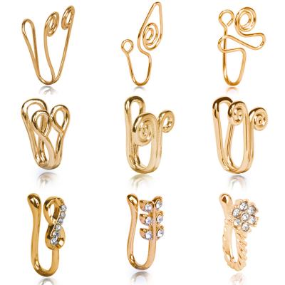 China 2021 TRENDY New Arrival Heart Non Piercing Fake Nose Cuff Copper Clip On Body Jewelry Fake Nose Rings Cuff for sale