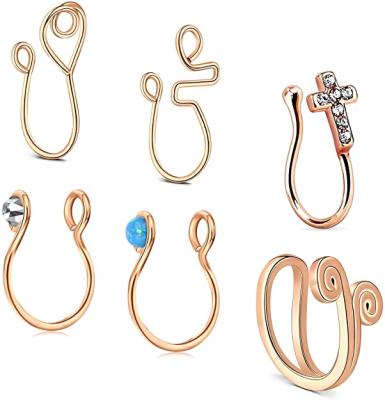 China BOHEMIA Nose Cuff Clip On OEM Custom Copper Alloy Crystal Nose Pin Nose Clip Cheap for sale