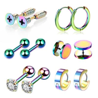 China Harmless Body Jewelry 12pcs Stainless Steel Zircon Earring Jewelry Set Cartilage Earrings Stud Helix Ear Piercing for sale