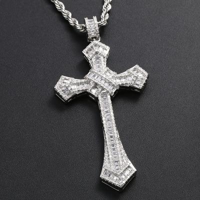 China Hip Hop Punk Mens Necklace Unisex Cool Twist Chain Vacuum Plating Silver Cross Necklace for sale