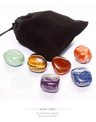 China Feng Shui Crystal Stones Sets Seven Pcs With Bag Natural Energy 7 Chakra Crystals Healing Loose Stones for sale