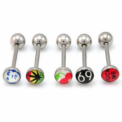 China Custom 316L Surgical Steel Casual/Sporty Labret Stud Piercing Tongue Piercing Logo Piercing Tongue Rings for sale