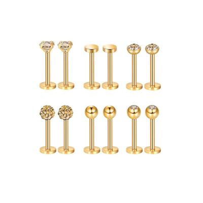 China 2021 Casual/Sporty Custom Body Jewelry Gold Labret Stud Tongue Piercing Surgical Steel Stud for sale