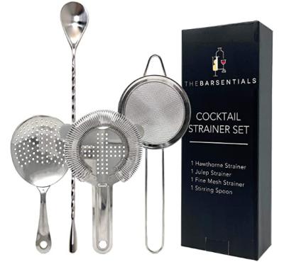 China Sustainable Stainless Steel Ice Bar Tool Cocktail Strainer Set for sale