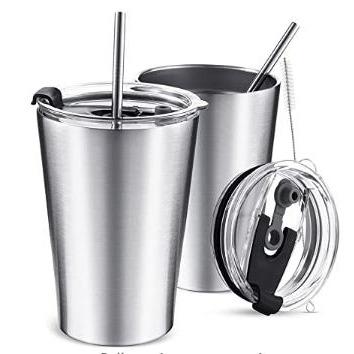 China CLASSIC 2 Pieces Stainless Steel Tumbler With Lid And Insulated Straw, Metal Cleaning Brush for sale