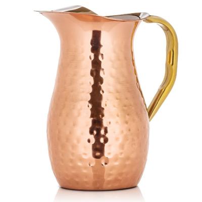 China Viable Hot Sale Beverage Picher Stainless Steel-Copper Hammered Jug for sale