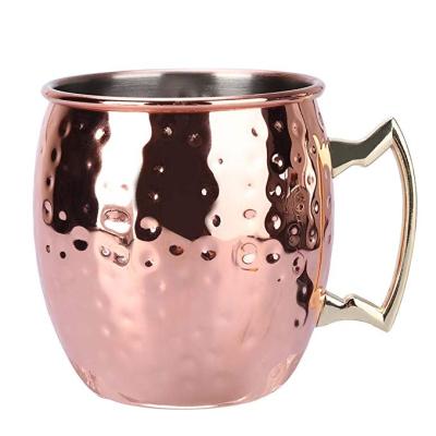 China Sustainable Stainless Steel Copper Plating Mug Hammered Moscow Mule Mug for sale