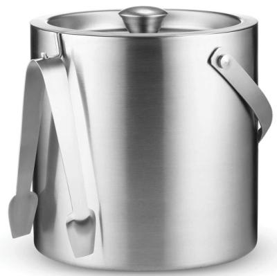 China Hot Selling Viable Stainless Steel Ice Bucket With Tongs Bar Ice Bucket Set for sale