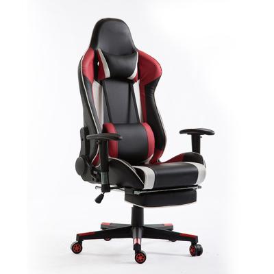 China Newest Design Good Quality Black Leather PC Computer Rotation Reclining Gamer Desk With Fat Blue And White Gaming Massage People Chair for sale