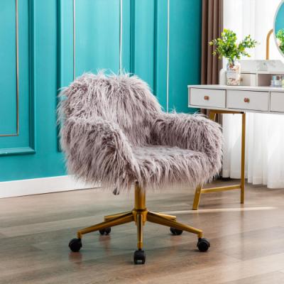 China (Size)USA Faux Fur Office Makeup Chair Adjustable Free Shipping Modern Place Clothes Furniture Plush Office Chair for sale