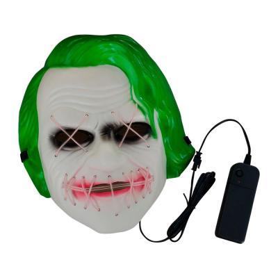 China PVC EL Wire Mask With Clown Pattern Led Mask For Dressing Up Dance Source Manufacturers Support Luminous Mask Customized for sale