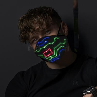 China Seven Light Colors 2021 New Arrival Flasher Sound/Seven Modes Activated Music Festival Flasher Light Up LED R Mask Party LED Light Up Flasher Masks for sale