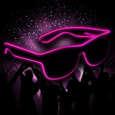 China Fashion Glowing Sunglasses Party Supplies Lighting Novelty Gift Festival Luminous Pink Light Party Glow EL Glasses for sale