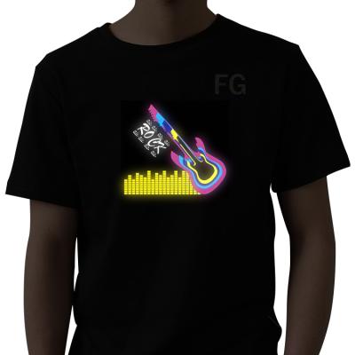 China Short Sleeve Led Light Up T Shirts Sound Activated Led Party Nightclub Shirts EL Music Shirts for sale