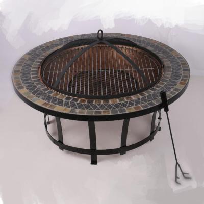 China Easily Assembled QXFP-002 Modern Slate Fire Pit Outdoor BBQ Grill for sale