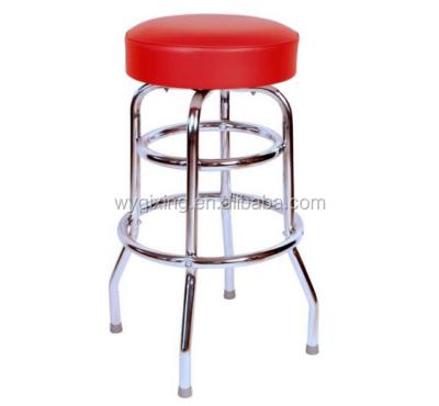 China Modern Double Ringed Backless Furniture Swivel Barstool, Red for sale