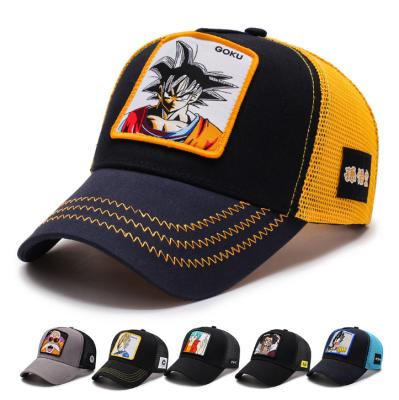 China breathable & Waterproof Cotton Mesh Cap Hip-Hop Flat Adjustable Goku Dragon Ball Snapback Hat Dragon Ball DBZ Baseball Cap Hat Polyester for sale